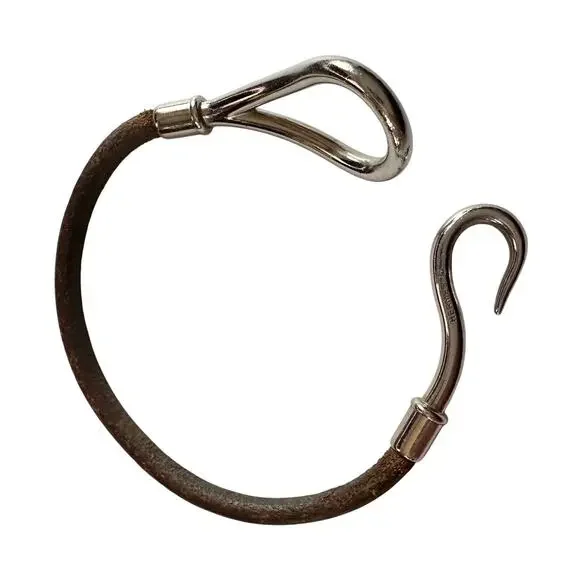 Hermès Jumbo Leather Hook Wrap Bangle Bracelet - Deep Brown